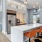 large kitchen with island and seating