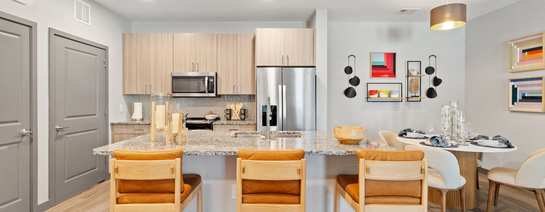 kitchen with island and seating